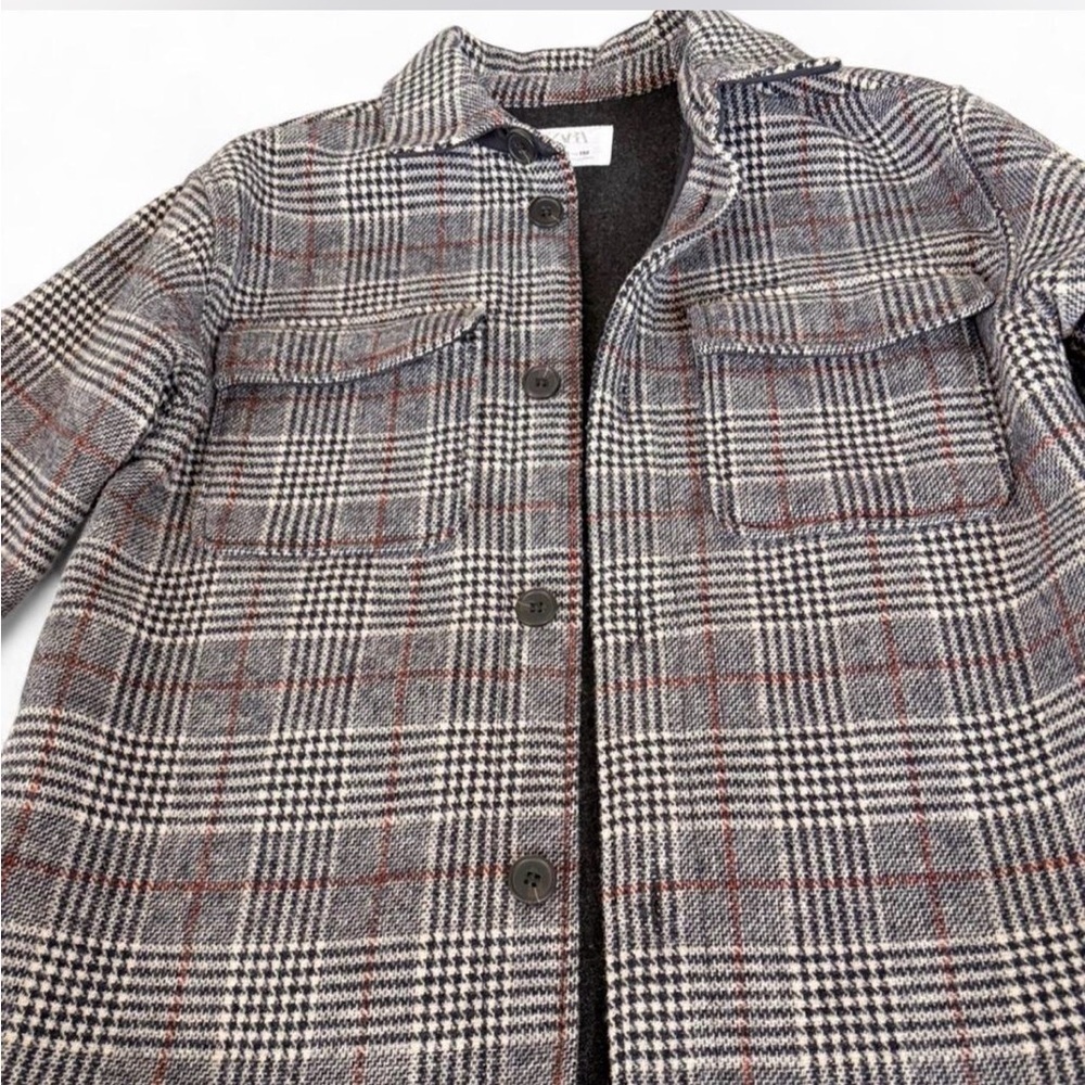 Zara Kids Plaid Wool Blend Shaket- Gray and Black - Picture 3 of 8